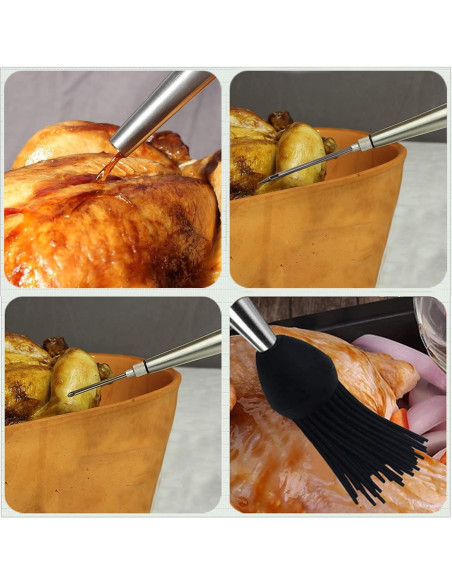 Baster de Pavo Acero Inoxidable Mejores Utensilios con Agujas Baster de Pavo Acero Inoxidable Mejores Utensilios con Agujas