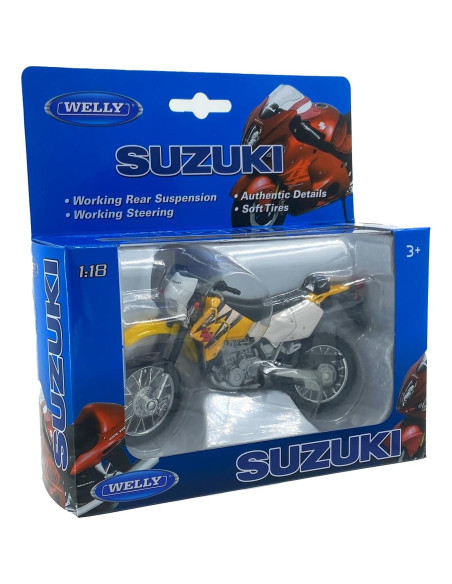 Motocicleta Die Cast Welly Suzuki DR-Z400S Amarilla 1:18 Motocicleta Die Cast Welly Suzuki DR-Z400S Amarilla 1:18