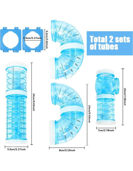 Kits de Tubos para Hámster FHDUSRYO - 2 Kits Azul 5.5cm Kits de Tubos para Hámster FHDUSRYO - 2 Kits Azul 5.5cm