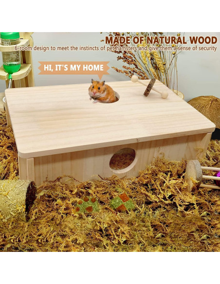 Casa de Hámster MUYG con Laberinto de Madera 32x22cm Casa de Hámster MUYG con Laberinto de Madera 32x22cm