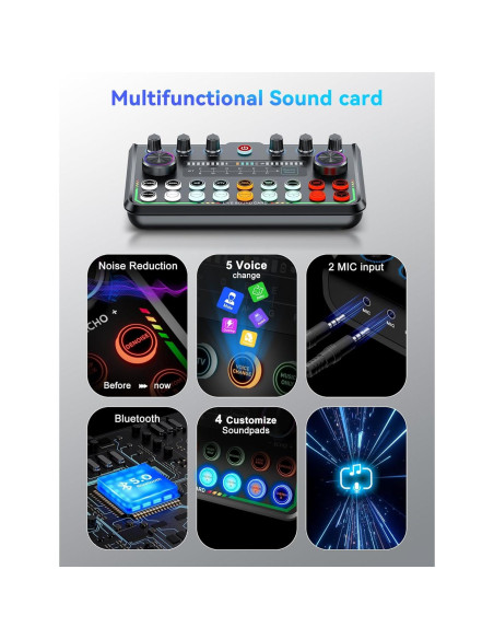 Interfaz de Audio USB SINWE P99 con Mezclador y Efectos Interfaz de Audio USB SINWE P99 con Mezclador y Efectos
