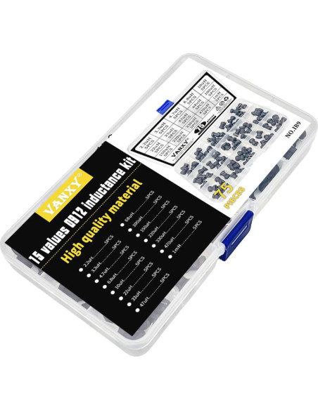 Kit de Inductores Radiales VANXY 75Pcs 2.2uH a 1mH Kit de Inductores Radiales VANXY 75Pcs 2.2uH a 1mH