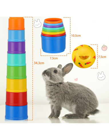 Tazas Apilables para Conejos LEIFIDE - 9 Piezas, Juguetes y Golosinas
