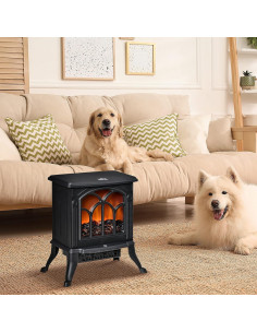 Estufa Eléctrica Independiente HOMCOM 750W/1500W Negro 2