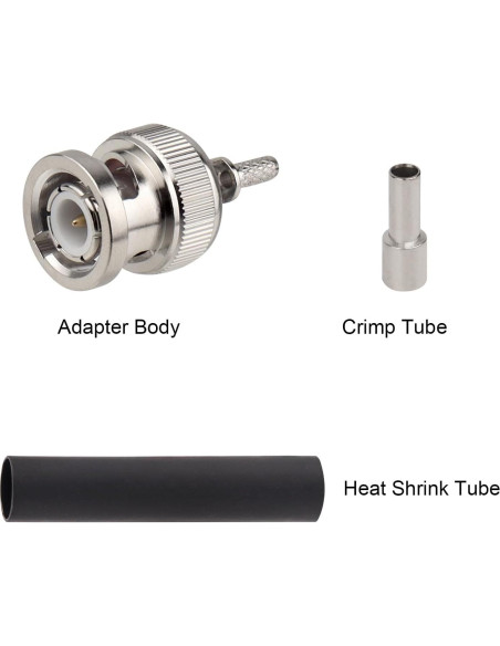 Paquete de 10 Conectores Crimp BNC Macho 50 Ohm para Coaxial Paquete de 10 Conectores Crimp BNC Macho 50 Ohm para Coaxial