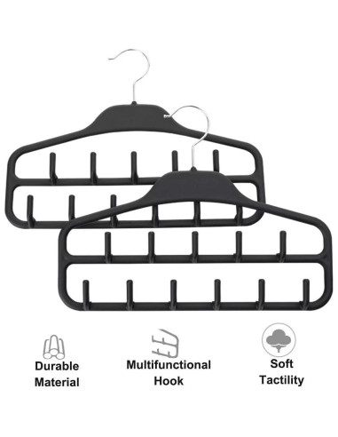 Organizador de Perchas para Cinturones FairyHaus 2 Piezas, Antideslizante, Negro