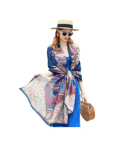 Bufanda de Seda Morera Xinmurffy 100% Floral 210x110 cm