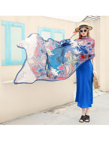 Bufanda de Seda Morera Xinmurffy 100% Floral 210x110 cm