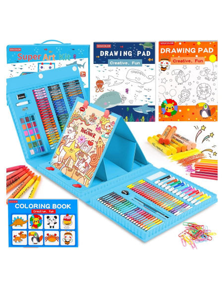Set de Dibujo Soucolor 283 Piezas con Caballete y Libros Set de Dibujo Soucolor 283 Piezas con Caballete y Libros