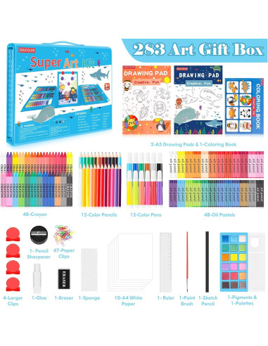 Set de Dibujo Soucolor 283 Piezas con Caballete y Libros