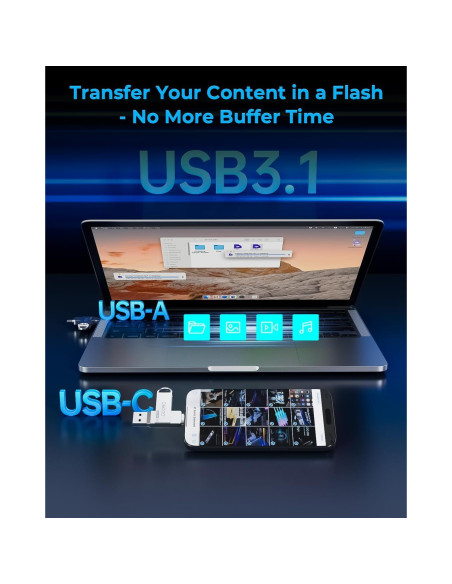 Unidad Flash USB 32GB OSCOO Doble USB-C y USB-A 3.1 Unidad Flash USB 32GB OSCOO Doble USB-C y USB-A 3.1