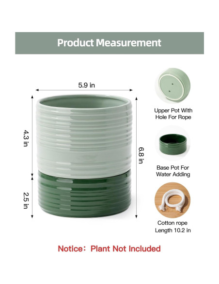 Maceta Autorriego Fayoula Cerámica 15 cm Verde Claro Maceta Autorriego Fayoula Cerámica 15 cm Verde Claro