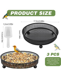 Comedero para Aves de Plataforma BUWUSMU - 3 Pcs Metal 17 cm 2