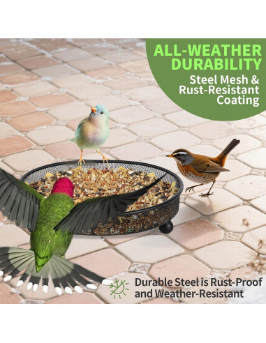 Comedero para Aves de Plataforma BUWUSMU - 3 Pcs Metal 17 cm