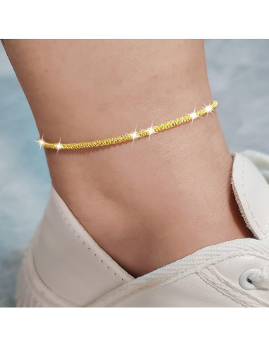 Pulseras de Tobillo Multicapa Brillantes Nanafast Oro/Plata