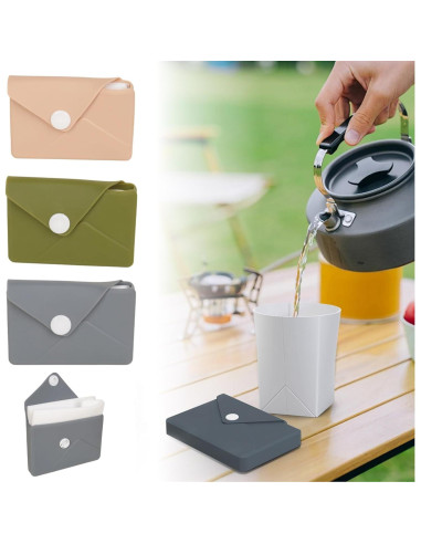Taza de Viaje Plegable LEIAIRUI 250 ml Silicona Verde Militar