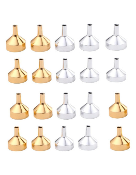 20 Embudos Metálicos Mini para Perfumes y Especias - Kopida 20 Embudos Metálicos Mini para Perfumes y Especias - Kopida