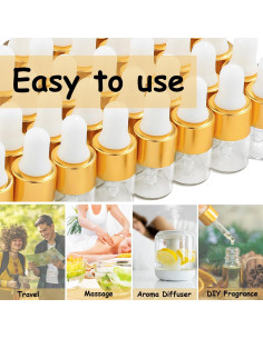 Botellas de Goteo Mini 2ml Parfumlism - 100pcs Vidrio Dorado 2