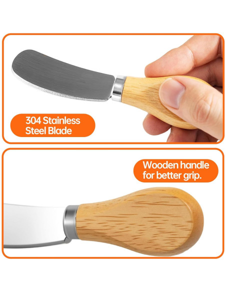 Juego de Cuchillos para Queso Darlingao - 6 Pcs con Mango de Madera Juego de Cuchillos para Queso Darlingao - 6 Pcs con Mango de Madera