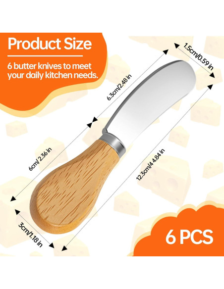 Juego de Cuchillos para Queso Darlingao - 6 Pcs con Mango de Madera Juego de Cuchillos para Queso Darlingao - 6 Pcs con Mango de Madera