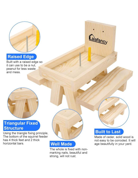 Comedero para Ardillas Lalafancy de Madera con Paraguas Comedero para Ardillas Lalafancy de Madera con Paraguas