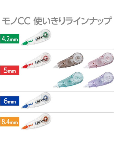 Cinta Correctora Tombow MONO CC 5 mm Mini 3 Piezas Colores