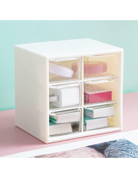 Organizador de Escritorio Mini Teensery 6 Cajones Blanco 12.5x10 cm Organizador de Escritorio Mini Teensery 6 Cajones Blanco 12.5x10 cm