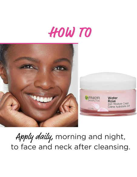 Crema Hidratante 24H Garnier con Agua de Rosa y Ácido Hialurónico 48g Crema Hidratante 24H Garnier con Agua de Rosa y Ácido Hialurónico 48g