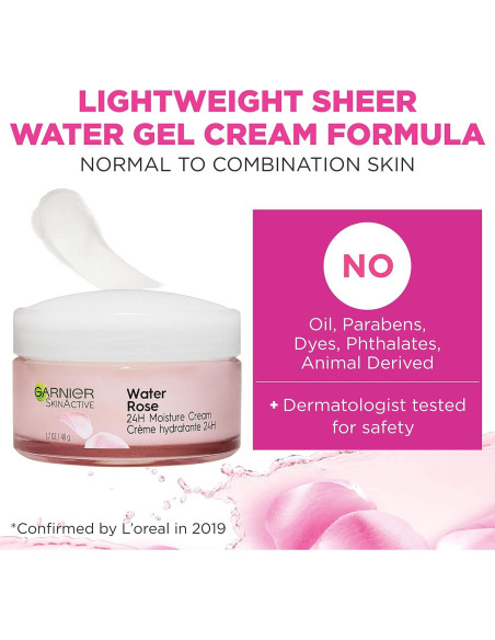Crema Hidratante 24H Garnier con Agua de Rosa y Ácido Hialurónico 48g Crema Hidratante 24H Garnier con Agua de Rosa y Ácido Hialurónico 48g