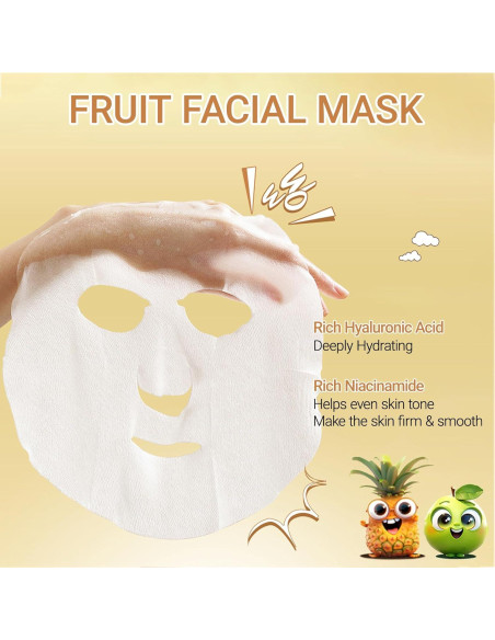 Mascarillas Faciales Erinde 14 Piezas Frutas Hidratantes Mascarillas Faciales Erinde 14 Piezas Frutas Hidratantes
