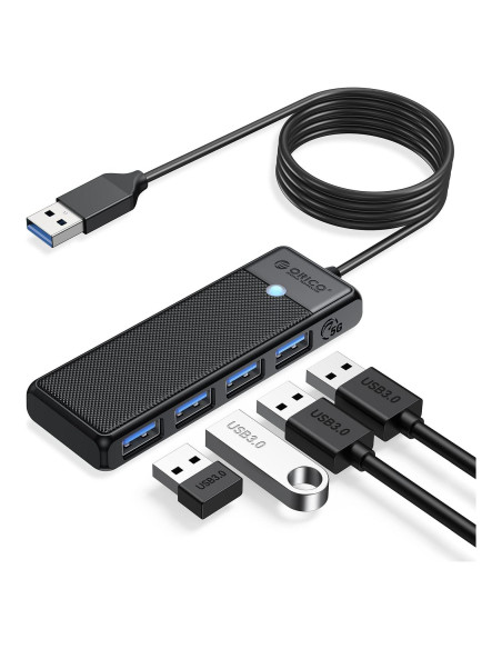 Hub USB 3.0 ORICO de 4 Puertos con Cable de 1.83m Negro Hub USB 3.0 ORICO de 4 Puertos con Cable de 1.83m Negro