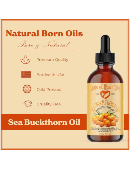 Aceite de Espino Marino Natural Born Oils 60ml Orgánico Prensado en Frío Aceite de Espino Marino Natural Born Oils 60ml Orgánico Prensado en Frío