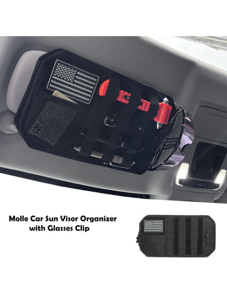 Organizador de Visera Solar Kucaguc 1000D para Coche Negro Organizador de Visera Solar Kucaguc 1000D para Coche Negro