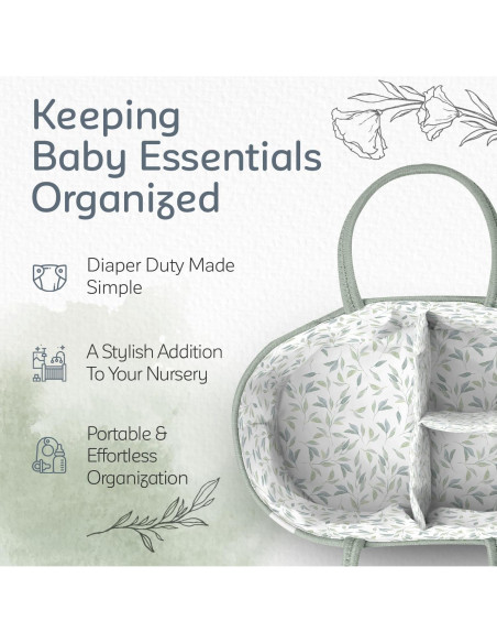 Organizador de Pañales KiddyCare Grande Albahaca con Asa Organizador de Pañales KiddyCare Grande Albahaca con Asa