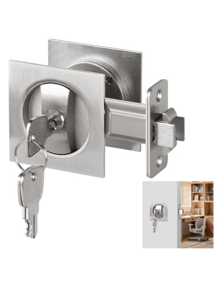 Cerradura de Puerta Pocket Cuadrada Aglehome Níquel Satinado Cerradura de Puerta Pocket Cuadrada Aglehome Níquel Satinado