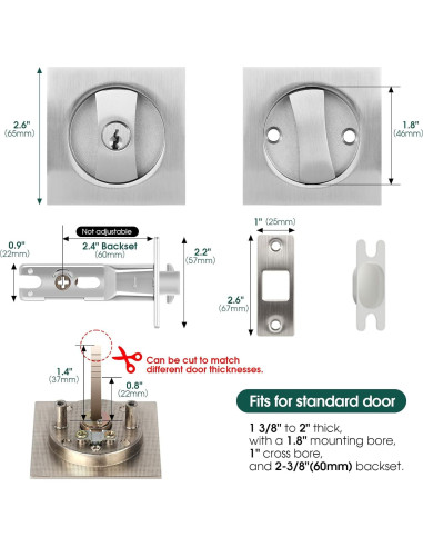 Cerradura de Puerta Pocket Cuadrada Aglehome Níquel Satinado