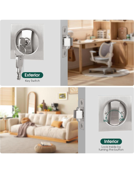 Cerradura de Puerta Pocket Cuadrada Aglehome Níquel Satinado Cerradura de Puerta Pocket Cuadrada Aglehome Níquel Satinado