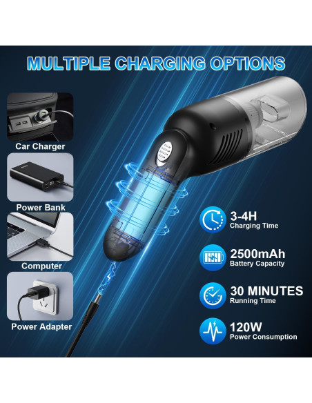 Aspiradora de Mano Inalámbrica Carry360 zy-758 120W 38000PA Aspiradora de Mano Inalámbrica Carry360 zy-758 120W 38000PA