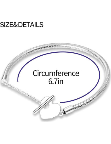 Pulsera de Cadena de Serpiente KUNSIR Plata Esterlina 925 17cm