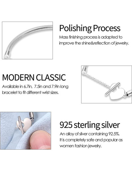 Pulsera de Cadena de Serpiente KUNSIR Plata Esterlina 925 17cm Pulsera de Cadena de Serpiente KUNSIR Plata Esterlina 925 17cm
