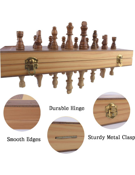 Juego de Ajedrez y Damas Magnético KODMIS 2 en 1 Madera 38.1 cm Juego de Ajedrez y Damas Magnético KODMIS 2 en 1 Madera 38.1 cm