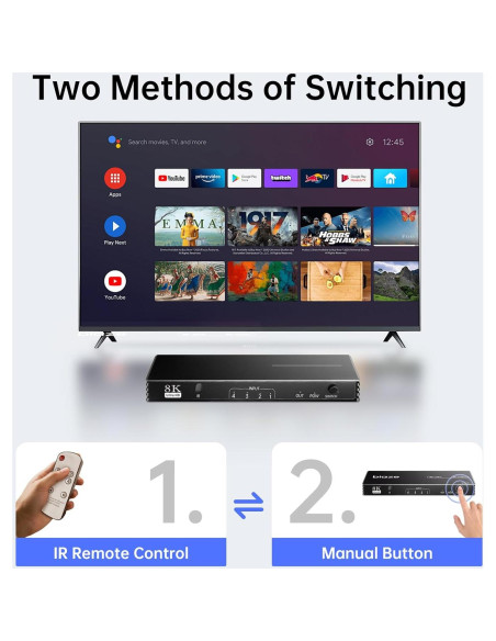 Interruptor HDMI 4 en 1 Biaze 8K@60Hz 4K@120Hz Control Remoto Interruptor HDMI 4 en 1 Biaze 8K@60Hz 4K@120Hz Control Remoto