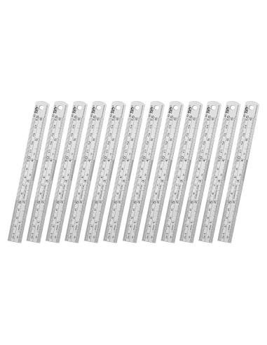 Juego de 12 Reglas de Acero Inoxidable ZZTX 15 cm