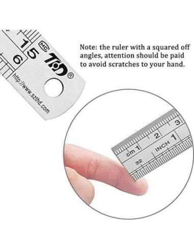 Juego de 12 Reglas de Acero Inoxidable ZZTX 15 cm