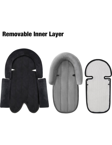 Soporte para Cabeza de Bebé PandaEar 3 en 1 Lavable Negro y Gris Soporte para Cabeza de Bebé PandaEar 3 en 1 Lavable Negro y Gris