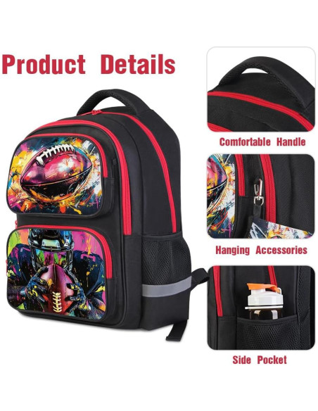 Mochila Escolar de Fútbol para Niños 6-18 Años - Oxford 900D Mochila Escolar de Fútbol para Niños 6-18 Años - Oxford 900D