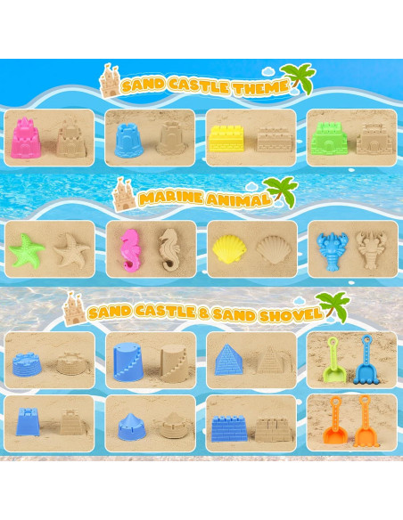 Juguetes de Playa Lenglao para Niños 2 Cubos 4 Moldes 2 Bolsas Juguetes de Playa Lenglao para Niños 2 Cubos 4 Moldes 2 Bolsas