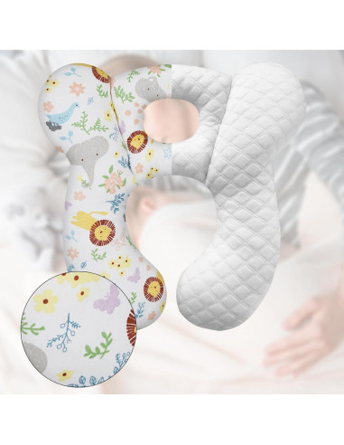 Almohada de Viaje para Bebés ZHOMA León Blanco 27x27 cm