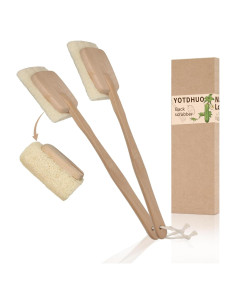 Cepillo de Lufa Natural YOTDHUO con Mango de Madera - 2 Piezas