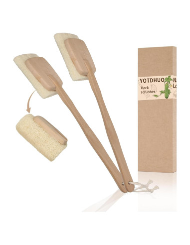 Cepillo de Lufa Natural YOTDHUO con Mango de Madera - 2 Piezas